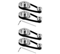 2 Sets Aluminum Synchronous Wheel Set for 3d Printer Stepper Motor | Circular Tooth Profile, Side Screw Mounting Hole, Belt and Wrench Included, Silver Anodized Finish