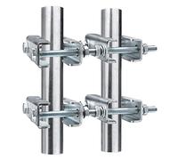 2 Sets Antenna Mast to Mast Clamp Bracket Kit with V Jaw Blocks for 1"-2.5" OD Poles, Heavy Duty Mounting Hardware for Ham TV Network Antennas, Security Cameras, Weather Station