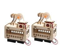 2 Sets Assembly Wooden Cable Car Engineering Toy for Kids to Learn Mechanics and Enhances Problem Solving Skills Hands on Learning Toy