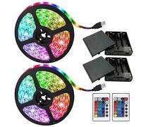 2 Sets Battery Operated LED Light Strips, 5050, 2M, Flexible Color Changing, RGB LED Light Strips, 60 LEDs, 5V, Battery Operated with Controller. (2)