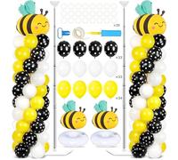 2 Sets Bee Birthday Party Balloon Column Stand Kit With 102 Bumble Bee Foil 5.57Ft Adjustable Balloon Tower Stand With Base Honey Bees Arch Column for Gender Reveal Birthday Baby Shower Party Supplies