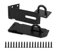 2 Sets Black Door Padlock Hasp and Staple with Screw, 4 Inches Stainless Steel Heavy Duty Door Clasp,Door Lock for Anti-Theft Door Cabinet Bookcase Pet Cage