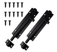 2 Sets Bolt Sliding Door Lock Black Door Lock Bolt Garden Shed Gate Bolts for Shed Doors Gates and Outhouse Doors