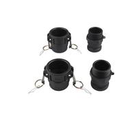 2 Sets Cam Lock Fittings, Polypropylene Type D & F Quick Connect Kit for 1-2 Inch Hose, 150 PSI Water Oil Transfer, Black