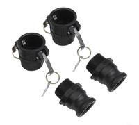 2 Sets Cam Lock Fittings Type D & F, Polypropylene Hose Barb Fitting Kit 1-2 Inch, Quick Connect Couplings for Water Oil Transfer, Tanks Pumps, 150 PSI Industrial Use(1.5 inch)