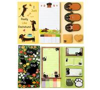 2 Sets Cartoon Animal Sticky Notes, Black Cat and Dachshund Theme | Multiple Unique Shapes Designs, Large-Capacity Set, Smooth Writing with No Bleed-Through, Self-Stick Notes for Daily Use