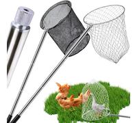 2 Sets Chicken Catching Net Extra Thick 2 Poles 5.25 FT Poultry Fishing Net Extendable Landing Animal Catcher for Bird, Chicken, Goose, Ducks, Fish(2 Nets, 1 Hook, 2 Poles, 46 Inches)