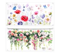 2 Sets Colorful Flower Window Stickers, Butterfly and Flower Bouquet Window Clings PVC Floral Glass Clings Film Nature Plant Decals for Home Kitchen Walls Glass Decoration