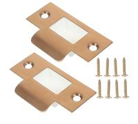 2 Sets Deadbolt Strike Plate Door Lock Kit for Wooden Doors, Golden | Stainless Steel and Plastic Parts, Screws Included, Front Door Security, Quick Upgrade for Homeowners