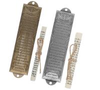 2 Sets Decorative Mezuzah Plaque Vintage Scripture Doorpost Ornament | Lightweight Two-hole Design with Smooth Rounded Edges, Suitable for Interior or Exterior Entryway Doors, Judaica Collectors