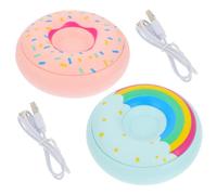 2 Sets Donut Hand Warmer, Adjustable Heat Levels, Plastic | Pocket and Handbag Use, 5v Input 0.5-1a Current, about 4-6 Hours Charging, Smooth Surface Random Style