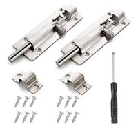 2 Sets Door Lock Bolt, 3 Inch Stainless Steel Door Security Slide Latch Lock Cupboard Bolt Barrel Sliding Lock Bolt Lock Internal Door Latch with Screws and Screwdriver for Garden Shed Internal Doors