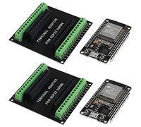 2 Sets ESP-WROOM-32 ESP32 ESP-32S Development Board CP2102 WiFi+Bluetooth Ultra-Low Power Dual Core ESP32-DevKitC-32 ESP-WROOM-32 with ESP32 Breakout Board Shield GPIO 1 into 2 for Arduino