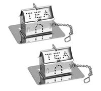 2 Sets Estate Shaped Tea Infuser with Drip Tray, Tea Ball Strainer Infuser for Loose Leaf Tea and Mulling Spices, Stainless Steel Tea Filter (Silver)