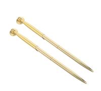 2 Sets Gold Ballpoint Pen with Stand 0.5mm Metal Desk Signature Pen | Black Ink, round Holder Base, Guest Book Signing, Hotel Front Desk, School Season Decor
