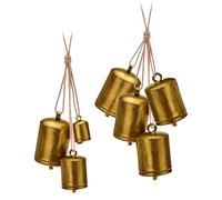 2 Sets Gold Bells Metal Vintage, Jingle Bells Gold for Crafts, Vintage Bells with Jute Hanging Rope for Doors Windows Living Rooms Christmas Trees Wreaths Gardens