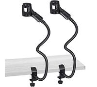 2 Sets Gooseneck Mic Stand 13 Inch Microphone Stand Flexible Gooseneck Desktop 3/8 to 5/8 Inch with Clip Desk Clamp for Podium, Lecture Recording Studio Podcast Meeting Radio Broadcasting Studio Live