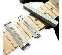 2 Sets Guitar Fingerboard Protector Set with Metal Fingerboard Fret Protector Guards, Grinding Stone and Rubber Band, for Guitar, Bass, Ukulele String Fret Polishing Radius Sanding & DIY Maintenance