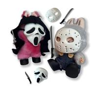 2 Sets Halloween Scary Doll Outfit with Mask & Weapon Accessories for 17cm Dolls, Cute Spooky Costumes to Create Fashionable Halloween Doll Looks (Doll Not Included)