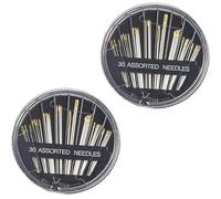 2 Sets Hand Sewing Needles, Handle Sewing Needle Set, Assorted Sizes for Embroidery Mending Craft Sew Case, Cross-Stitch, and DIY Projects - 30 Pieces Per Set