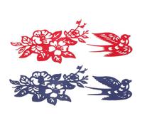 2 Sets Handmade Bird Flower Red Blue Papercut Hair Clip for Women | Traditional Retro Paper Design, Lightweight Fit, Chinese New Year Festivals, Hanfu Styling