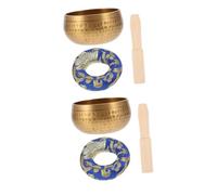2 Sets Handmade Buddhist Sound Bowl Anillos Manual Tapping Bowl Tibetan Singing Bowl Striker Bowl Calming Bowl Yoga Sound Bowl Chakra Singing Bowl The Ctr Ring Cotton Yoga Bowl