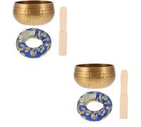 2 Sets Handmade Buddhist Sound Bowl Yoga Sound Bowl Yoga Bowl Tibetan Prayer Bowl Meditation Bowl Singing Bowl Meditation Ctr Rings Meditation Singing Bowl Manual Wood Bronze Chime