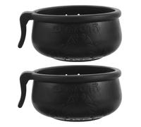 2 Sets Hanging Gamecock Feeding Cup Rubber Bowl with Hooks Black | Large-capacity Feed and Water Use, Coop Space Saver, for Chicks Ducks Cages and Fence Rail Mounting