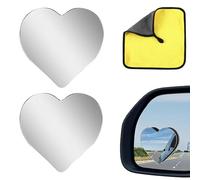 2 Sets Heart Shaped Blind Spot Mirrors with Cloth - Universal Car Mirror Accessories, Convex Wing Mirror for Enhanced Safety, Adjustable Side Mirrors Blindspot for Cars SUVs Truck