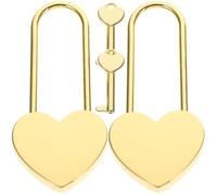 2 Sets Heart Shaped Padlock with Key, Golden Portable Love Lock | Zinc Alloy Construction, Charming Bridge Keepsake, Suitable for Journals and Wooden Chests, Compact Companion for Travelers