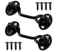 2 Sets Hook and Eye Latch Metal Door Hook Latches Stainless Steel Heavy Duty Gate Latch 3 Inch Cabin Hook with Mounting Screws for Shed Gate or Garage Door