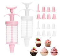 2 Sets Icing Piping Kit with 16 Nozzles and Syringe, Cake Decorating Tools for Cupcake Cookie Baking, Dessert Decorator Set with Piping Tips, DIY Baking Gift for Home Bakers