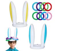 2 Sets Inflatable Bunny Rabbit Ears Hat Rings Toss Game Toys, Inflatable Ring Toss Target Games & Toys Fun for Kids, Adults and Family Indoor and Outdoor Party Favorites