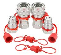 2 Sets ISO5675 Hydraulic Quick Connect Couplers 1/4-1 Inch NPT Tractor Relief Tool for Pioneer Style Fittings Agricultural Machinery(NPT3/8)