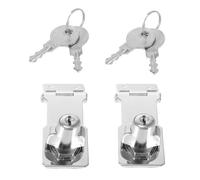 2 Sets Keyed Hasp Locks Stainless Steel Cabinet Door Keys Latch Child Proof Secure Small Doors Toolboxes Lockers for Cabinets Cupboard