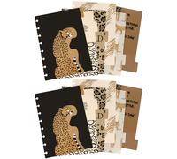 2 Sets Leopard A5 8-Disc Discbound Binder Divider, Paper Divider Index Page Tab Cards for 8-Disc Discbound Ring Binders, Index Page Dividers for Notebooks, Journals & Files (A5-2 Set)