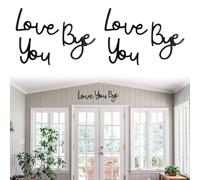 2 Sets Love You Bye Wood Signs Wall Decor Shop Wall Art Decor Wooden Wall Decor Black Letter Sign Wall Art with Double Sided Sticky Dots for Home Decoration