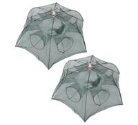 2 Sets Luminous Folding Crawfish Trap Net with Six Holes | Mesh Fabric, Collapsible Build, Reinforced Lines, Automatic Deployment, Portable Design, Night Visibility