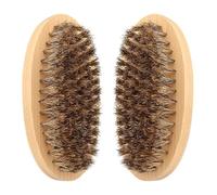2 Sets Made in Pear Wood Beard Brush, Made of Natural Boar Bristles Mane Brush With Firm Beard Comb Great for Grooming Beards，Small Travel Beard Brush, Convenient to Carry