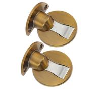2 Sets Magnetic Door Stop Door Catch Zinc Alloy No Drill Holder | Low Profile Design, Oxidized Polished Finish, for Concrete Floors, Hallway Use, Silver or Golden