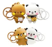 2 Sets Matching Bubu Keyring, Cut Anime Keychain, Magnetic Dudu Keyring, Kawaii Keychain Bag Charms for Keys, Handbags, Backpacks & Car Keys, Romantic Couple Gifts for Girlfriend Boyfriend Couples