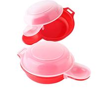 2 sets Microwave Egg Cooker,1 Minute Fast Egg Hamburg Omelet Maker Kitchen Cooking Tool(Red and clear)