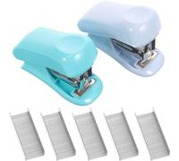 2 Sets Mini Stapler Set for Documents and Notebooks, Metal PP Office | Manual Stapling, Comfortable Grip and Spring Back Action, Classroom Desk Use for Students and Teachers