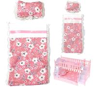 2 Sets Miniature Doll Bedding, Bedding Prop for Dollhouse Furniture Layout, Mini Sheet Pillow Set for Playhouse Decor Role-Playing Games