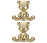 2 Sets Minimalist Bear Wall Coat Hook in Golden Zinc Alloy for Hanging | Decorative Accent, Multi-Purpose Use for Robe, Bags and Cabinets, Suited to Apartments and Parents