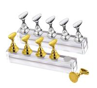 2 Sets Nail Stand Display - Magnetic Nail Tips Stand - Acrylic Nail Art Practice Stands - Acrylic Nail Display Stand,Nail Practice Holders,Nail Stands for Painting Nails for Homes&Salons (gold+silver)