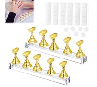 2 Sets Nail Stand Display, Magnetic Nail Tips Stand, Nail Stands for Painting Nails, Acrylic Nail Display Stand, with 30 Pcs Reusable Sticky Putty, for False Nail Manicure Tool