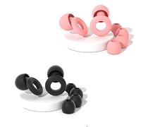 2 Sets Noise Cancelling Ear Plugs, Reusable Silicone Ear Plugs for Sleeping, Motorbike Earplugs, Compact Design for Work, Travel, and Focus, Includes Sets in Pink and Black.