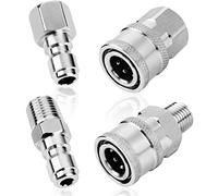2 Sets NPT 1/4 Inch Pressure Washer Coupler Quick Connect Plug Stainless Steel Male and Female Quick Connect Fittings Pressure Washer Adapter Set (Internal Thread, External Thread)