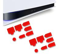 2 Sets of 7 Pieces Silicone Dust Plugs Compatible with Ps5 Digital & Disc Edition Console Dust Cover, USB HDMI Interface Type A/C LAN Port Dustproof Protector Plug - Red(A)